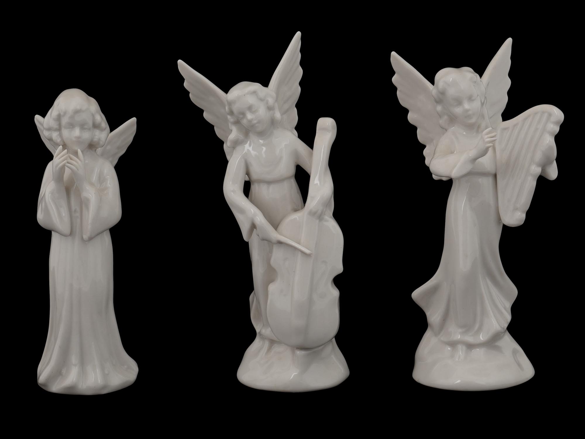 VINTAGE GERMAN WHITE PORCELAIN ANGEL FIGURINES PIC-1